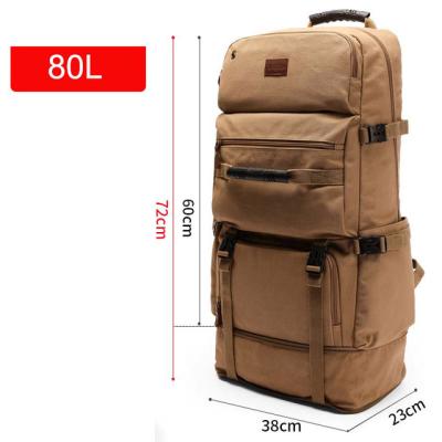 China Waterproof 2021 Men Women 50L 80L Canvas Baggage Travel Backpack Men Women Outdoor Camping Travel Backpack for sale