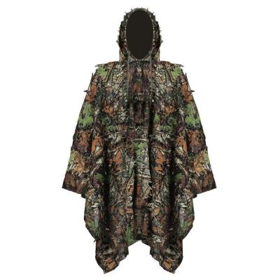 China Anti-Static Fans Tour 3D Leaves Clothing Jungle Tactical Broadleaf Woodland Trekking Hunting Camouflage Poncho Cloak for sale