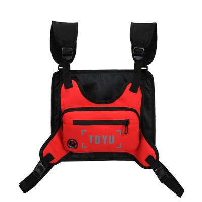 China Men's Reflective Brand Men's Disco Strap Small Chest Bag Hip-Hop Outdoor Vest Bag Chest Bag Outdoor Sports Men's Ultralight Chest for sale