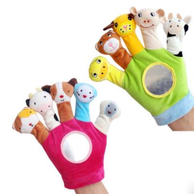 China Stuffed Plush Finger Puppet Cloth Plush Doll Baby Hand Educational Cartoon Animal Toys for sale