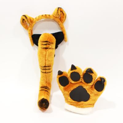 China Wholesale Plush Stuffed Animal High Quality Tiger's Tail, Paws, Headband Plush Toy for sale