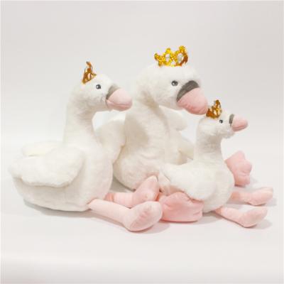 China Cute Swan Soft Plush Toy Animal Stuffed Plush Crown Wearing Doll for sale