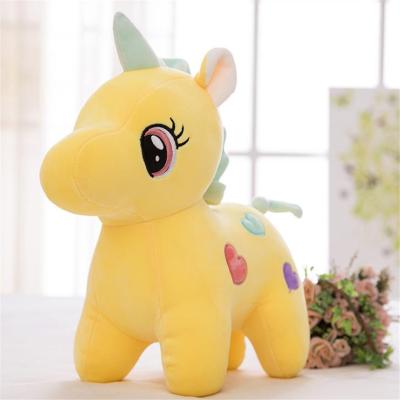 China Cream Plush Led Slow Rising Plastic Interactive Ride On Push Button Stuffed Plush Toy Mini Light Unicorn Jumbo Toy for sale