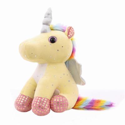 China Custom Purple Stuffed Animal Backpack Mane Diy Knitting Fly Mechanical Purple Stuffed Unicorn Toy Sanrio Animal Toys for sale