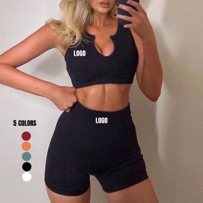 China 2021 Breathable Two-Piece Summer Seamless Activewear Wear Two-Piece For Women Seamless Women Gym Shorts for sale