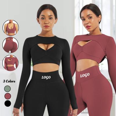 China Antibacterial 3 Pieces Set Women's Fitness Set Workout Exercise Clothing Women With Logo Yoga Suit Sport Wear for sale