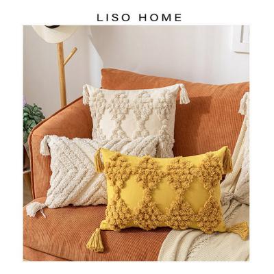 China Wholesale Custom Pillow Square Embroidery Vintage Tassel Cushion Cover Anti-static For Home Decor for sale