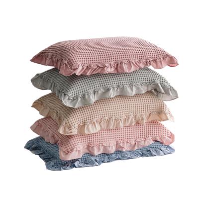 China Nordic Liso anti-static home maiden style cotton washed waffle check bedding pillow for sale