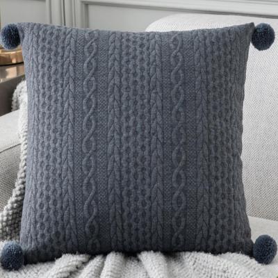 China Anti-Static Luxury Crate Blanket Pillow Cushion European Style Knitted Sofa Decorative Blankets With Pompom for sale