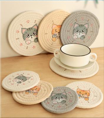 China The High Temperature Heat Insulation Heat Insulation Pad Pot Pad Around The Restaurant Dining Table Cotton Woven Place Mat for sale