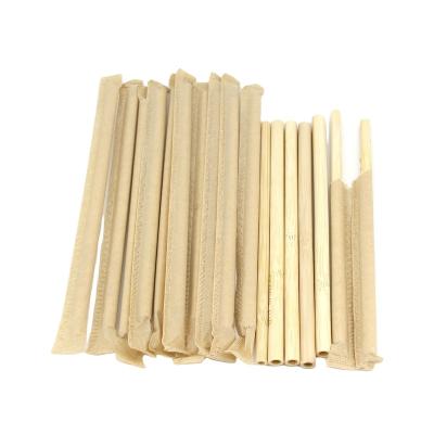 China Eco - Friendly 7 8mm 20cm Customized Natural Disposable Biodegradable Paper Wrapped Bamboo Straws for sale