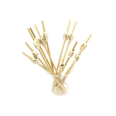 China 9cm 12cm 15cm Disposable Bamboo Picks 180mm Cocktail Sticks Ball Skewer Cocktail BBQ Beaded Bamboo Stick for sale