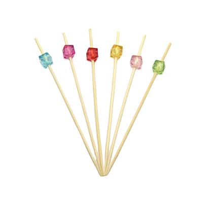 China Wholesale Disposable Good Quality Knot String Twisted Pick Fruit Stick Bamboo Bead Spikes Cocktail Stir Stick for sale