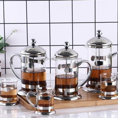 China Sustainable 800ml Borosilicate Glass French Press With 304# Stainless Steel Portable French Press Coffee Pot for sale