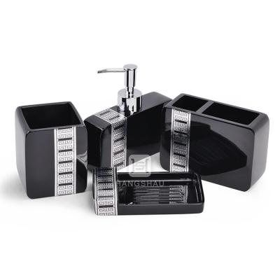 China Hot Sale Fashional 4 Pcs Resin Bathroom Set Bath Accessories Toothbrush Holder Soap Set for sale