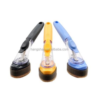 China Hand Kitchen Liquid Dispensing Brush Set Long Handle Dish Kitchen Cleaning Brush for sale