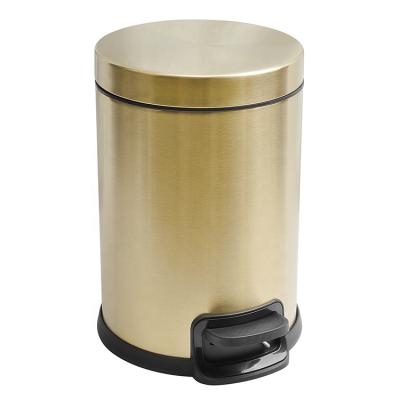 China Stainless Steel Round Metal Trash Bin Hotel Garbage Bin Pedal Viable Rubbish Bin à venda