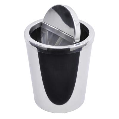 Κίνα 5L Stainless Steel Viable Flip Top Rotatable Dust Bin Dust Bin Swing Lid Indoor Waste Bin Trash Can προς πώληση