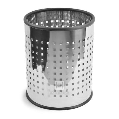 China 15L Stainless Steel Office Sustainable Waste Bin With Hole for sale