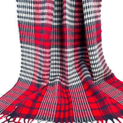 China Wholesale Soft Soft Feeling Plaid Cashmere Red Black Scarf With Tassel Acrylic Neckscarf Wraps Shawl For Women Winter Print Classic Scarves for sale