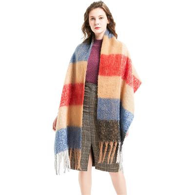 China European American Thick Warm Winter Women Design Scarf Colorful Knitted Large Size Scarf Shawl For Ladies for sale