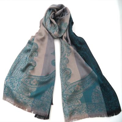 China Latest Women Print Embroidery Jacquard Color Matching Soft Feeling Fashion Autumn Shawl Scarf for sale