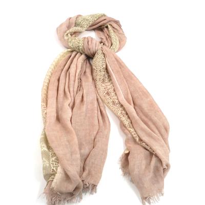 China European American Heavy Industry Embroidery Drape Solid Color Women's Scarves Muslim Warm Shawl Scarf Spring And Autumn for sale