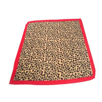 China Apparel Decoration 100% Poly Satin 120*120cm Screen Printing Pleating Scarf for sale