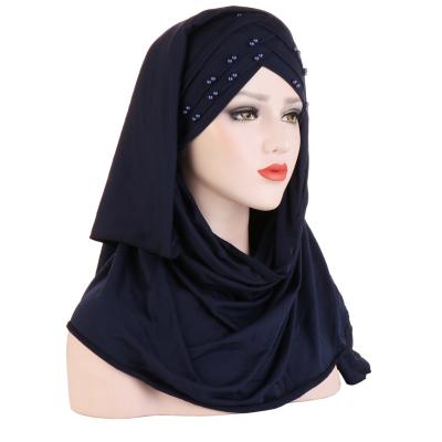 China Hot Sale ZL0078 Islam Malaysia Dubai Hijab Georgette Solid Color Solid Color Pearl Muslim Muslim Scarf Milk Fiber for sale