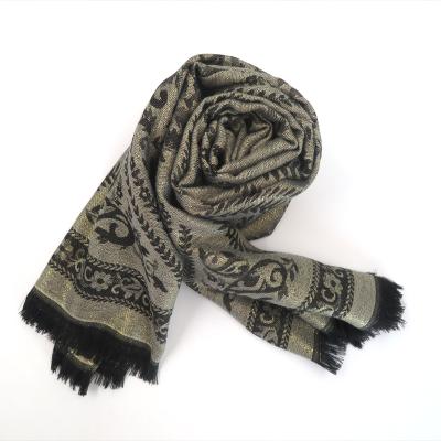 China Apparel Decoration Spring And Autumn Gold With Black Spots Silk Scarf Provide Customized Services Pashmina Scarves Jacquard For Women for sale