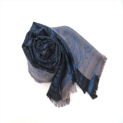 China Clothing decoration spring and autumn blue and beige silk scarf Provide customized services pashmina scarves jacquard for women for sale