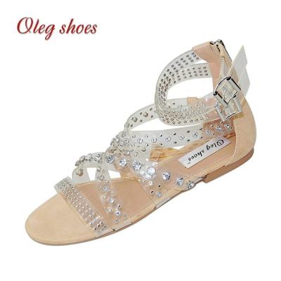 China Casual Bohemian Flat Sandals Peep-Toe Sandals Gladiator Shoes Zipper Roman Flat Sandals for sale