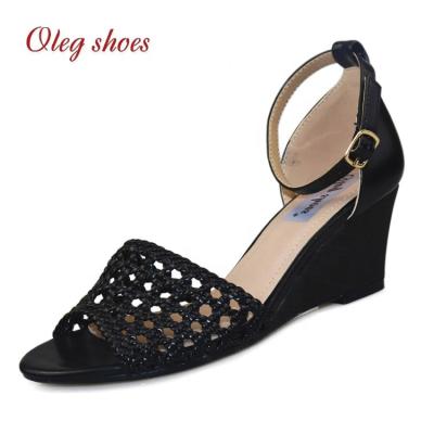 China Bohemia Anti-Slippery Women Wedges Ankle Strap Shoes Wedges Weave High Heel Sandals for sale