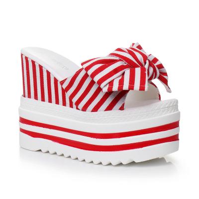 China Summer Fashion Women Fancy Platform Outdoor Waist Anti-Slippery Shoes Canvas Slider Growing Slippers for sale