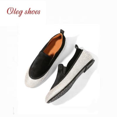 China Casual Loafers 2018 Women Flats Rhinestone Embellished Faux Suede Flats for sale