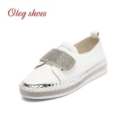 China New Style PU Flat Top Round Casual Shoes Female Flats Loafer Shoes for sale