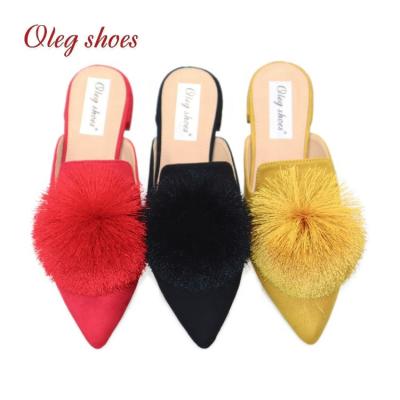 China Flat Women's Fur Mules Slip On Loafer Wear Slipper Shoe for sale