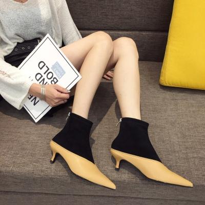 China New Fashion Shoe Design Stylish Ankle Boots Women Waterproof Led Toe Stiletto Heel Boots for sale