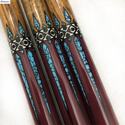 China 12-14mm Ebony Wood Customized Gold Ebony Wood Decal Carom Carom Replica Sticker Wooden Billiard Cue for sale