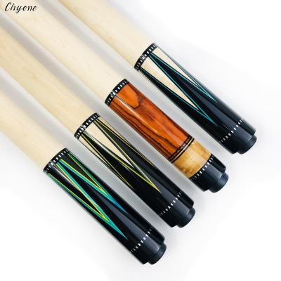 China Custom Maple Wood Billiard Cue Chyone Flame Dots Inlay Pool Cue Radial Billiard Joint Handmade Cue Stick for sale