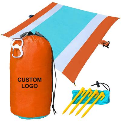 China Mini Picnic Mat Waterproof Beach Travel Small Pocket HK Portable Beach Blanket Custom Picnic Outdoor Blanket for sale