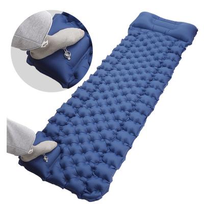 China Waterproof And Sandproof HKSKY High Quality Lightweight Self Folding Air Mat Inflatable Mat Mattress Pad Camping Sleeping Pad With Attached Pillow for sale