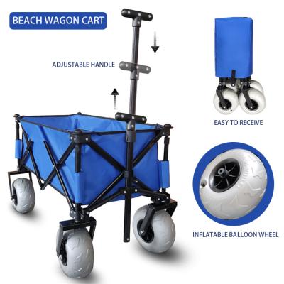 China Garden Beach Heavy Duty Inflatable HK Balloon Wheel Folding Shopping Cart All Terrain Cart Beach Cart Outdoor Cart for sale