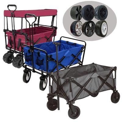 China Foldable HK Folding Service Cart HK Folding Beach Picnic Trolley Camping Trolley Easy Outdoor Garden Trail Cart for sale