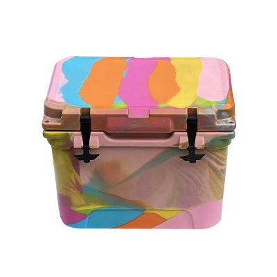 China Waterproof HK 50L Locking Portable Foam Storage Boxes Picnic Cooler PU Ice Push Cart Camping Delivery Boxes for sale