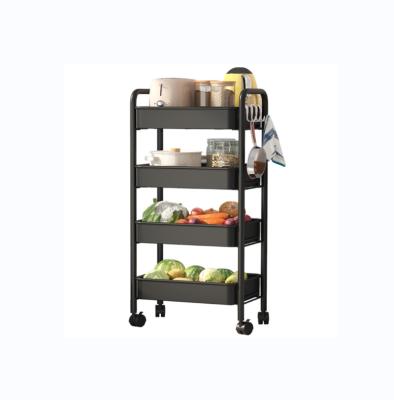 China Viable Sell Well Kitchen Rack Floor Multilayer Movable Household Basket Storage Shelf Plant Supplies Daquan for sale