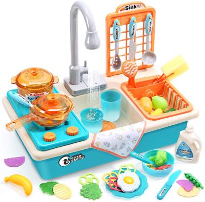 China Play Kitchen Sink Toys with Pan Play Faucet Game Cookware Stove Improved Real Pot and Food-dropshipping S02992 for sale