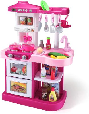 China Kitchen Playset Pretend Food - 53 PCS Kitchen Toys for Toddlers, Toy Accessories Set with Real Sounds and Light, for Kids, Girls S02992 for sale