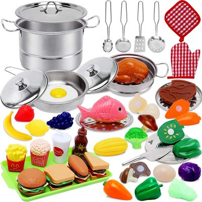 China Toys for 3 Boys 4 Year Girls, 45PCS Stainless Steel Play Kitchen Accessories Toys for Girls, Play Food Sets for Kids Kitchen S02992 for sale