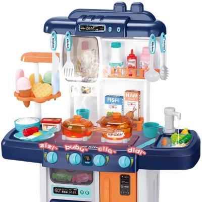 China Small Kitchen Playset Kids Play Kitchen with Realistic Lights and Sounds Simulation of Spray, Play Sink with Running Water S02992 for sale